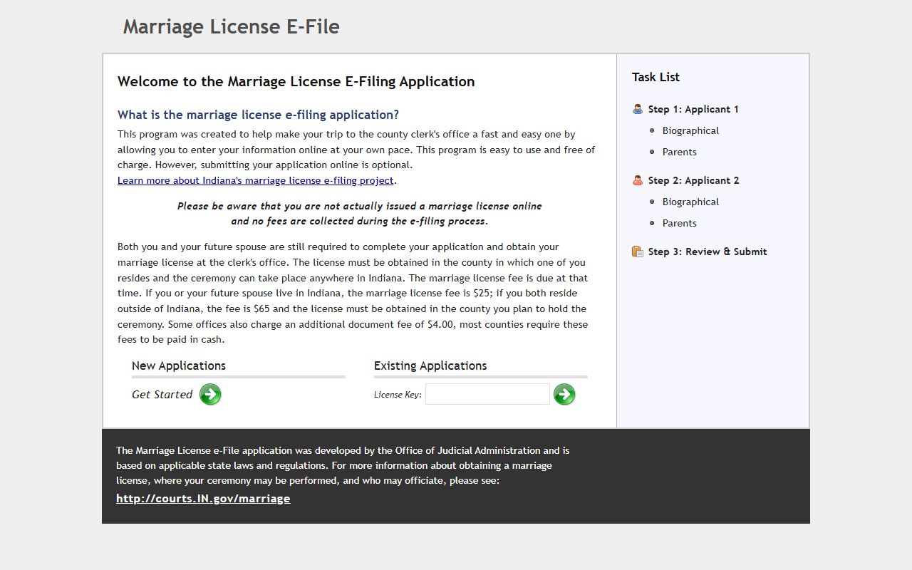 Indiana marriage license public portal for Knox County marriage records