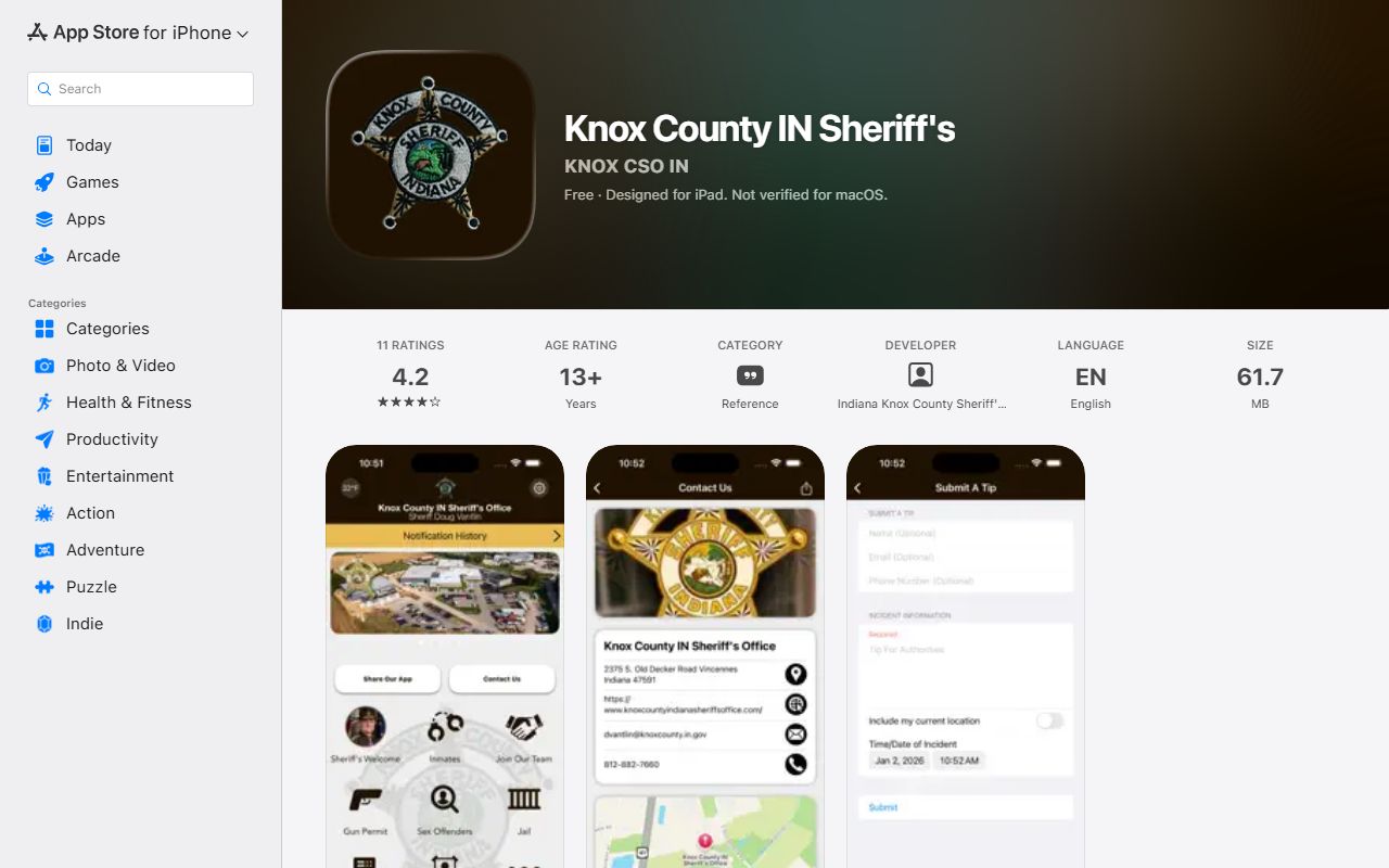 Knox County warrant search sheriff iOS app